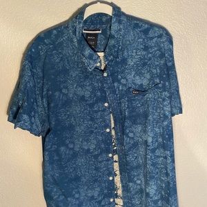 RVCA Floral Blue Button Up